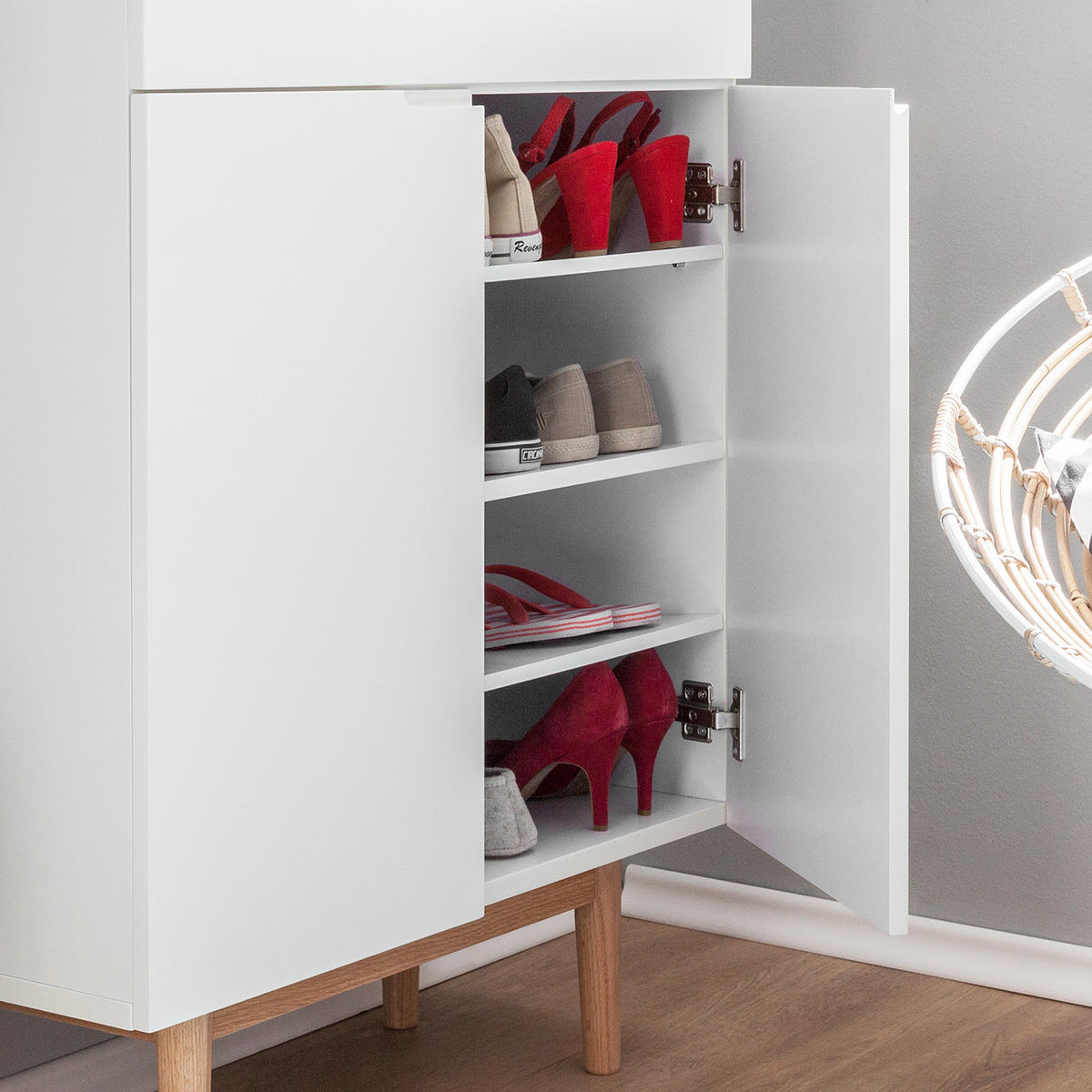 SCHUHKOMMODE mit 1 Schublade - Eichefarben/Weiß, Holzwerkstoff (76/103/37cm) - home24