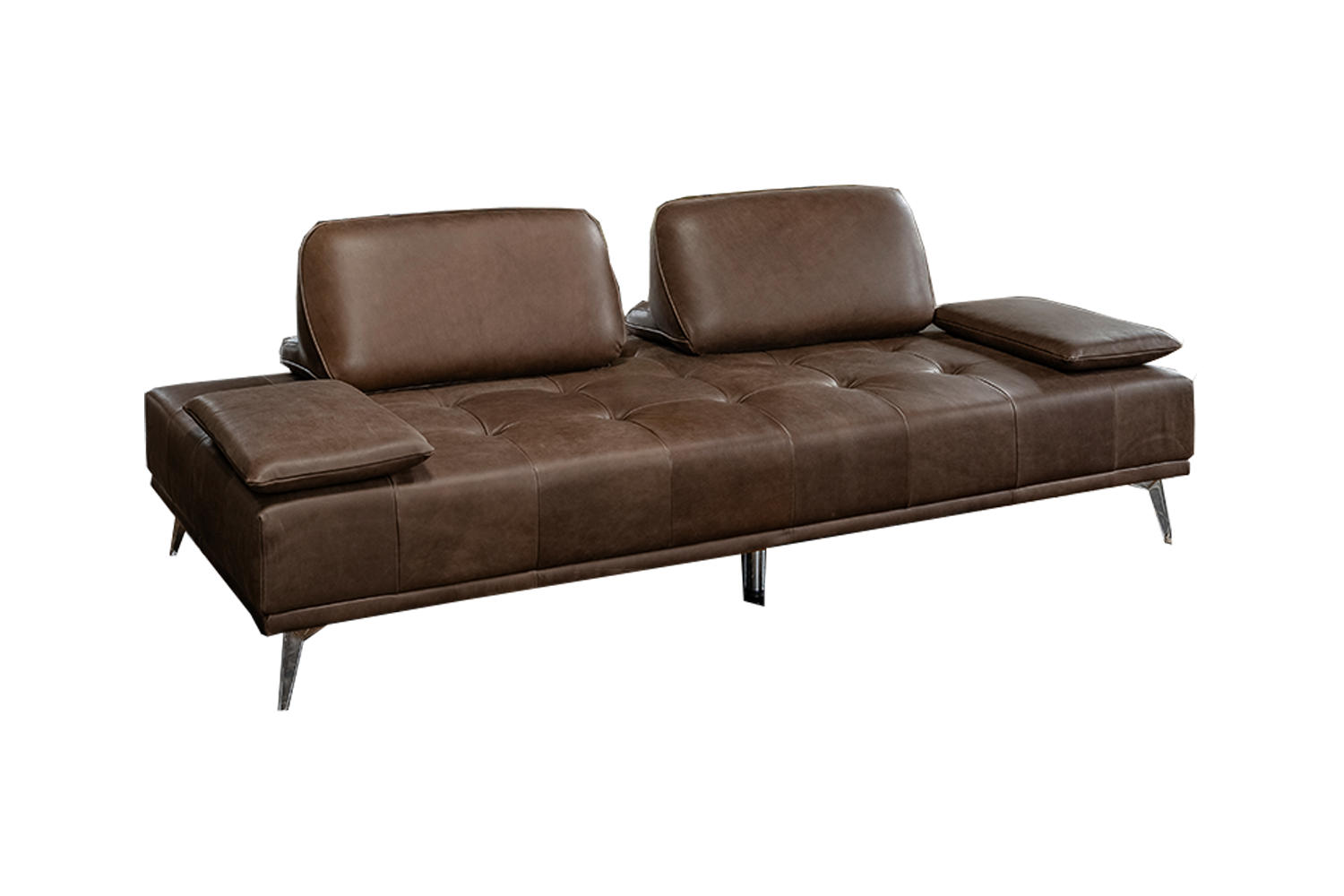 SOFA WIOLO Dunkelbraun Leder - Dunkelbraun/Silberfarben, Leder/Metall (240/83/110cm) - KAWOLA