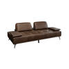 SOFA WIOLO Dunkelbraun Leder - Dunkelbraun/Silberfarben, Leder/Metall (240/83/110cm) - KAWOLA