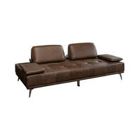 SOFA WIOLO Dunkelbraun Leder - Dunkelbraun/Silberfarben, Leder/Metall (240/83/110cm) - KAWOLA