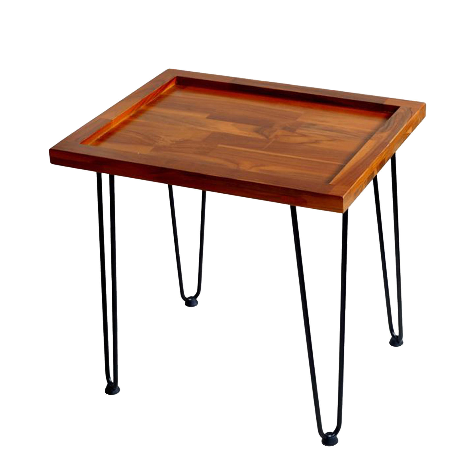 COUCHTISCH 55/45/53 cm mit Massivholzplatte, lackierten Eisenfüßen und rutschfesten Fußpolstern, Naturholz - Naturfarben, Holzwerkstoff (55.5/45/53cm) - Redom