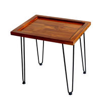 COUCHTISCH 55/45/53 cm mit Massivholzplatte, lackierten Eisenfüßen und rutschfesten Fußpolstern, Naturholz - Naturfarben, Holzwerkstoff (55.5/45/53cm) - Redom
