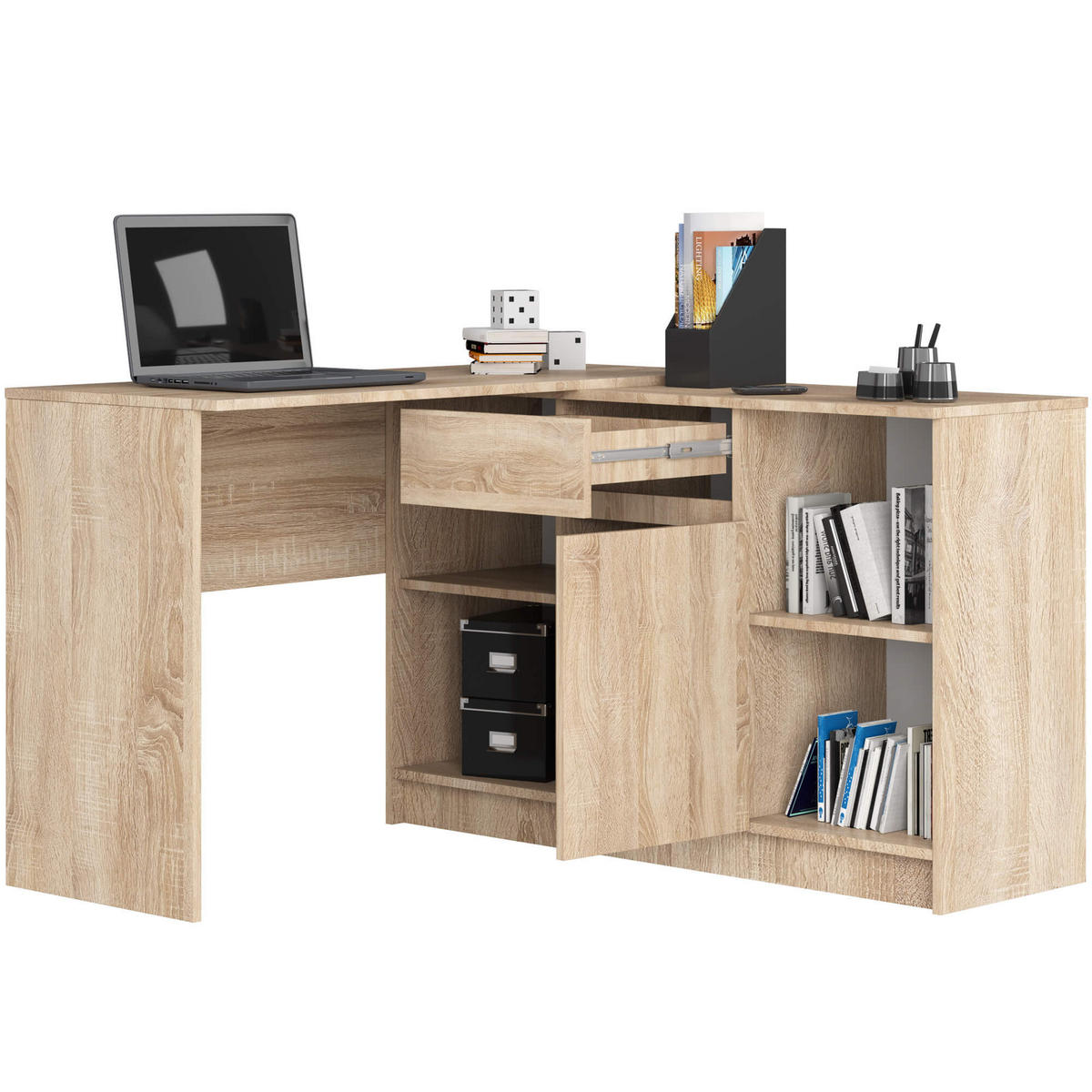 ECKSCHREIBTISCH Sonoma-Eiche 120x126x79 cm - Sonoma Eiche, Holzwerkstoff (126/120/79cm) - Akord