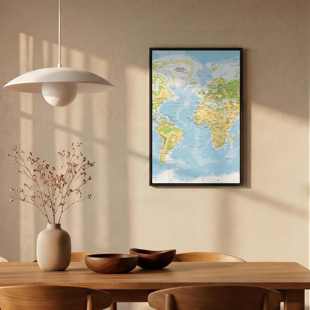 LEINWAND Bilder mit Rahmen - Weltkarte - Statistisch - Blau - Erde - Bildung - 40x60 - Blau, Textil (40/60cm) - MuchoWow