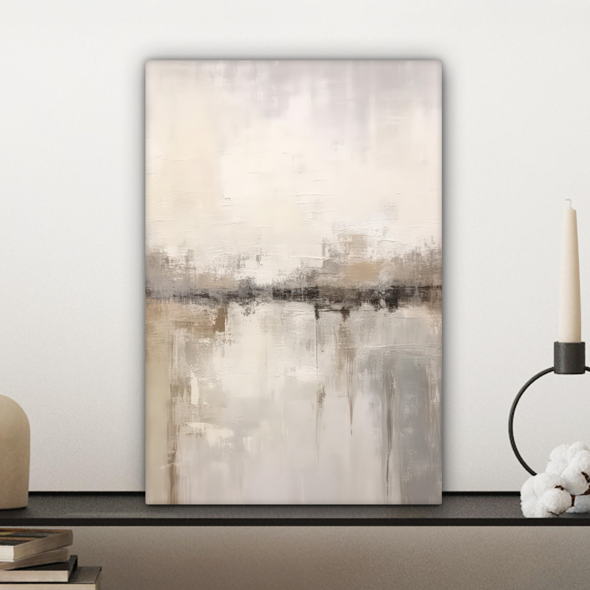 LEINWANDBILD Moderne Kunst - Abstrakt - Beige 20x30 cm - Beige, Textil (20/30cm) - MuchoWow
