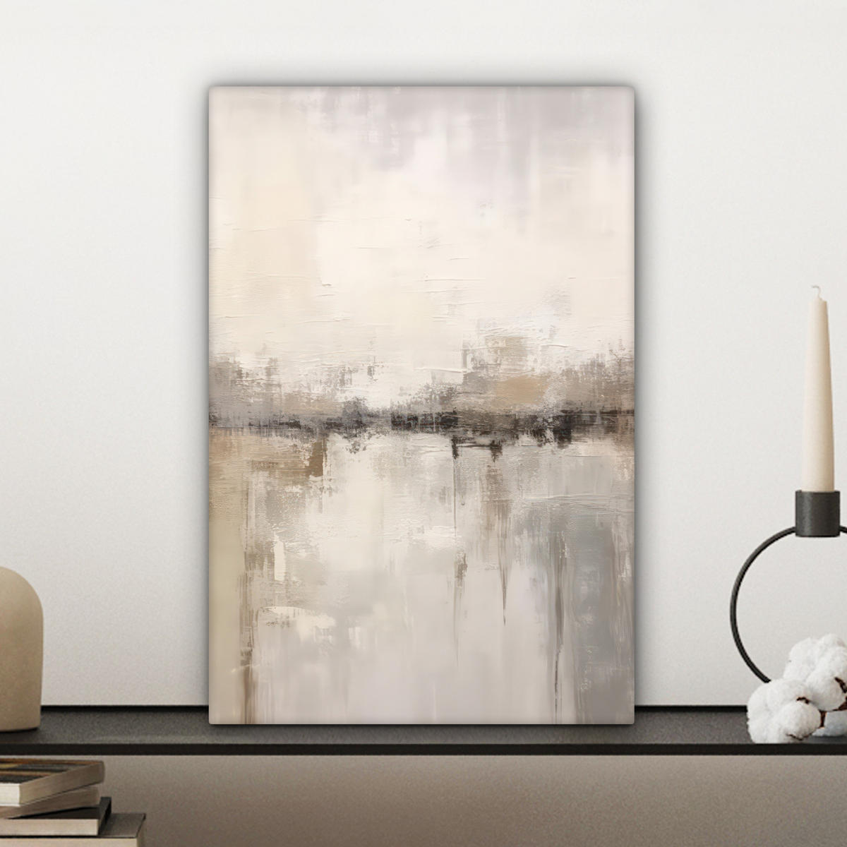 LEINWANDBILD Moderne Kunst - Abstrakt - Beige 20x30 cm - Beige, Textil (20/30cm) - MuchoWow