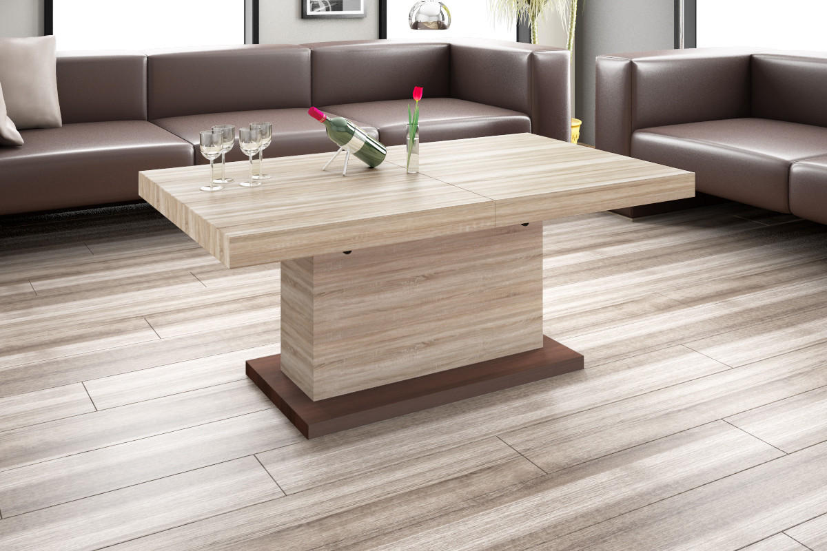COUCHTISCH rechteckig Sonoma Eiche auziehbar höhenverstellbar 120/70/50 cm - Sonoma Eiche, Holzwerkstoff (70/120/50cm)