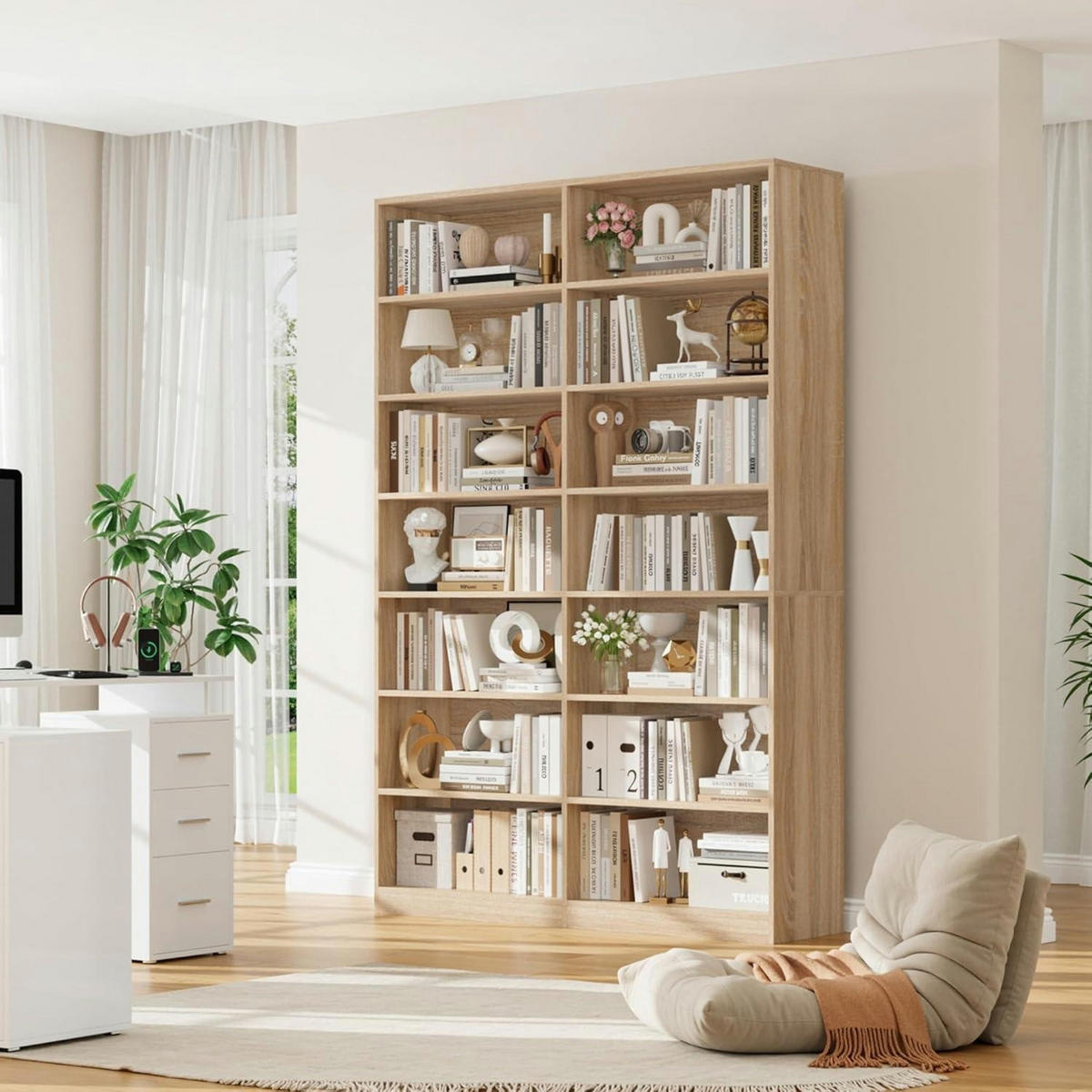 BÜCHERREGAL 212 cm Eiche 14 Fächer - Braun, Holzwerkstoff (116/212/28.5cm)