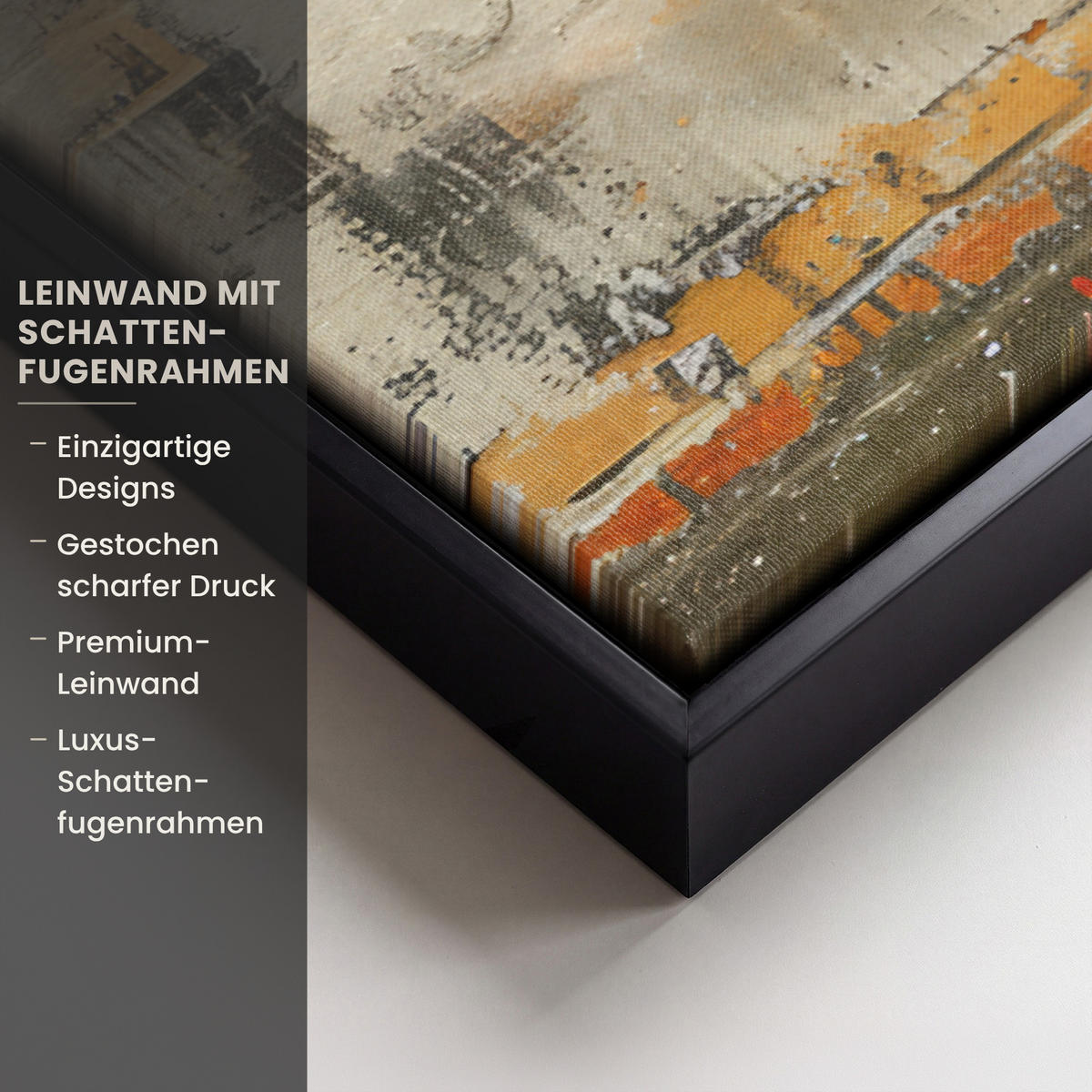 LEINWAND Bilder mit Rahmen - Graffiti - Banksy - Mädchen - Straßenkunst - 60x40 - Sandfarben, Textil (60/40cm) - MuchoWow