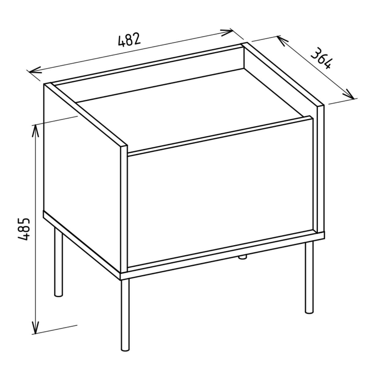 NACHTTISCH Tovi Kaschmirgrau / Holzoptik Eiche 50 cm - Kaschmir, Holzwerkstoff/Metall (48.2/48.5/36.4cm) - Selsey