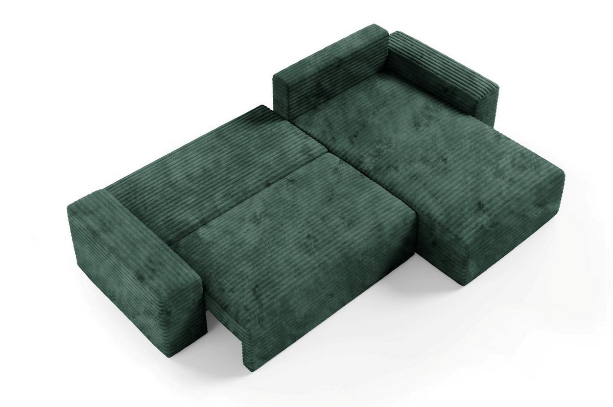 ECKSOFA mit Schlaffunktion Grün - Schwarz/Grün, Holz/Holzwerkstoff (300/185cm) - Furnisell