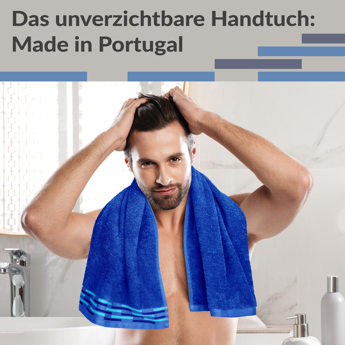 HANDTUCH Lugano Königsblau 2er 50x100 cm - Dunkelblau, Textil (50/100cm) - Lashuma
