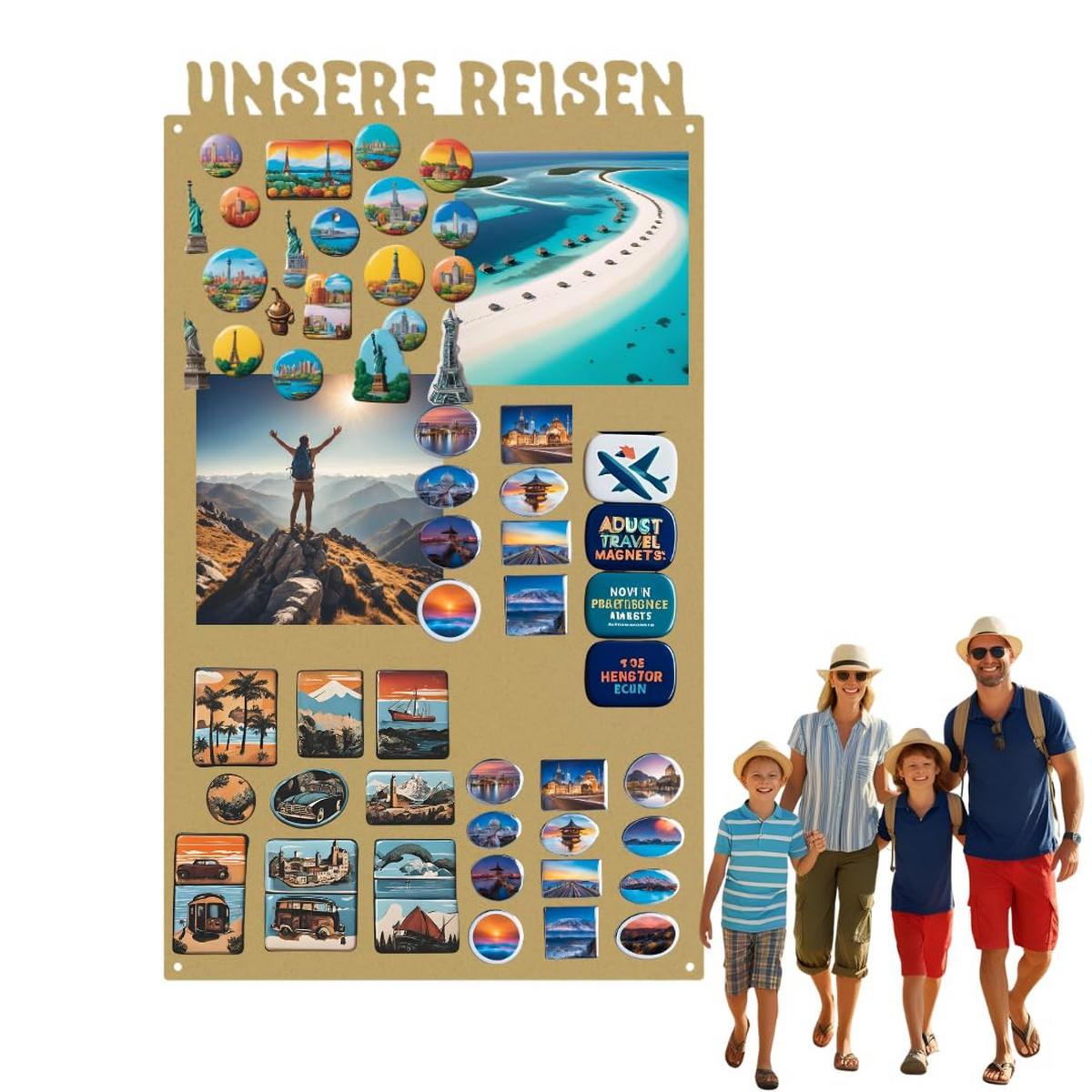 MAGNETTAFEL Unsere Reisen Goldfarben 50x85 cm - Goldfarben, Metall (50/85/0.7cm) - ANWICAR