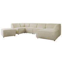 WOHNLANDSCHAFT MODARO U 6M - Creme Struktur - Rechts - Creme/Schwarz, Textil (345/78/180cm) - MKS