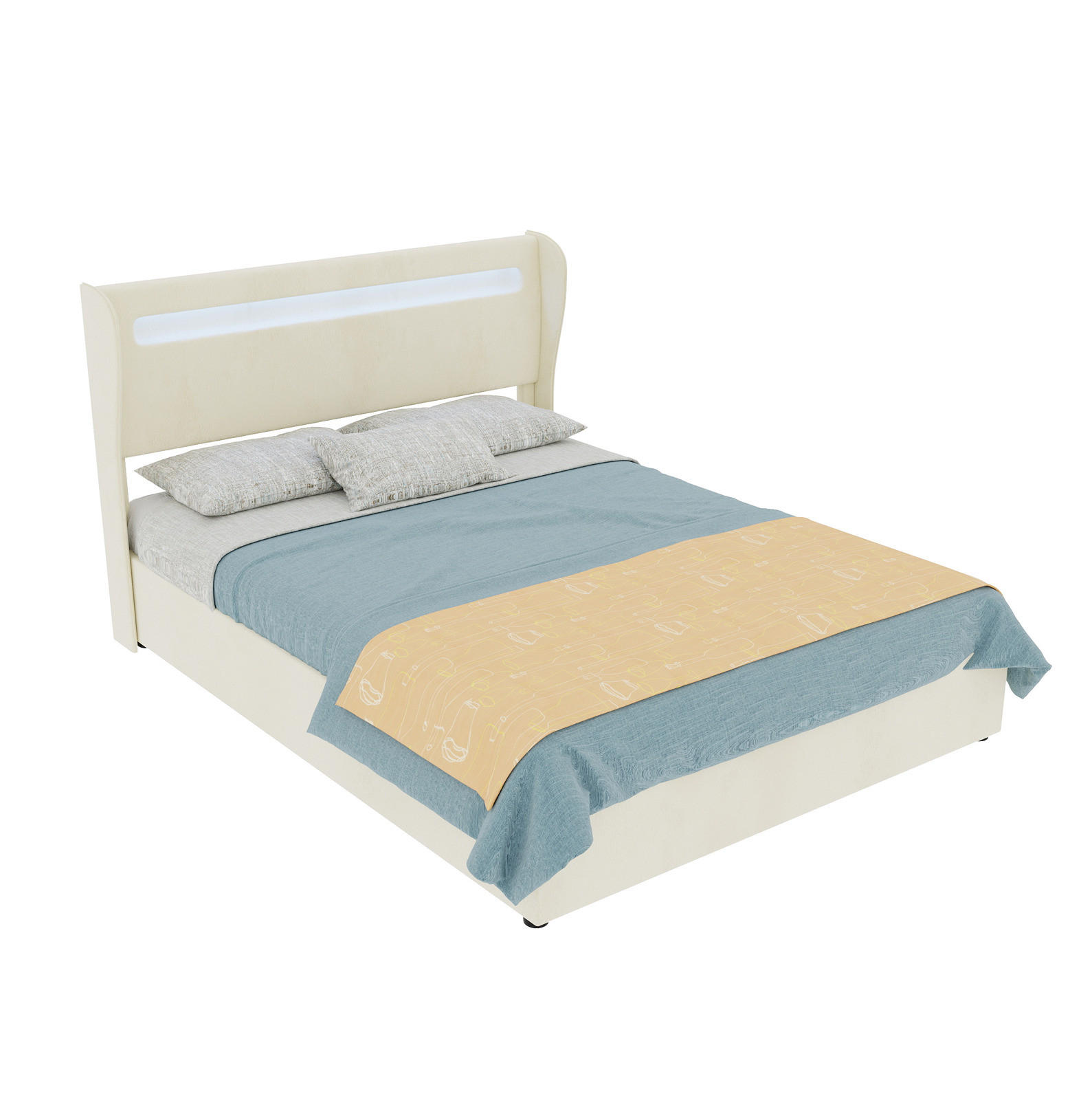 Ivmeu Led-Polsterbett Beige 140x200 cm