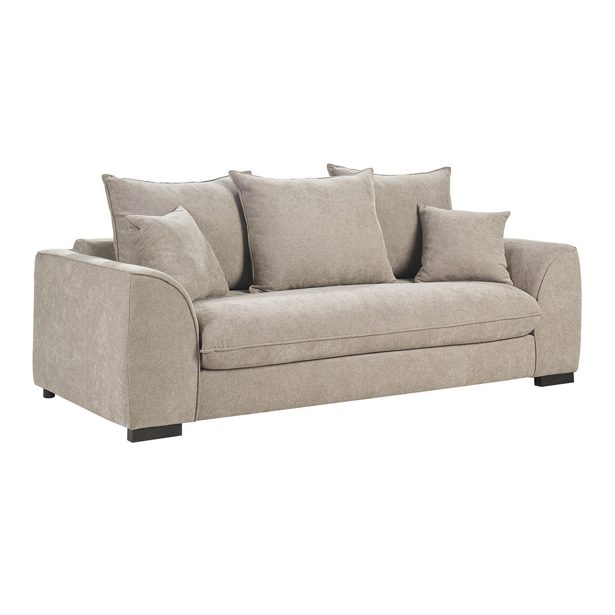 3-SITZER Schlafsofa in taupefarbenem Samt-Effekt Stoff mit 12 cm Matratze ARMAND - Taupe, Textil (100/80/217cm) - Miliboo