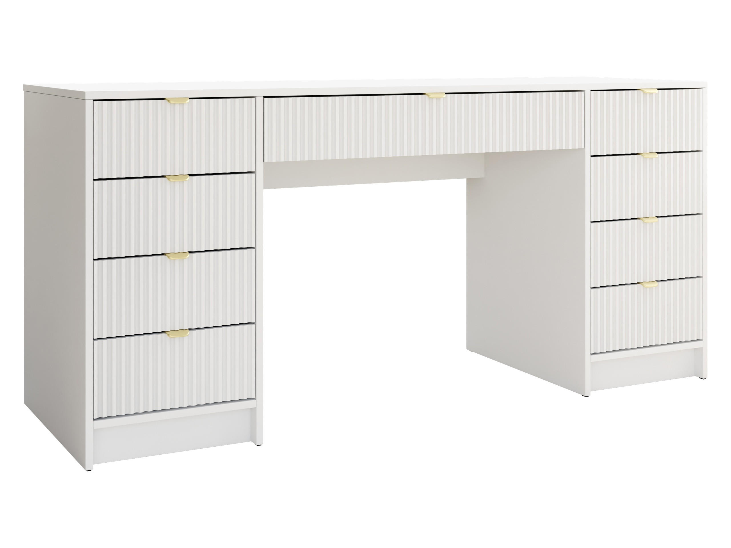 SCHREIBTISCH Tireno Bis - Goldfarben/Weiß, Holzwerkstoff/Metall (55/154/76cm) - MIRJAN24
