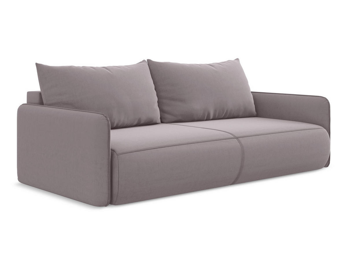 3-SITZER SOFA mit Schlaffunktion Samt Stoff Violett - Lila/Flieder, Kunststoff/Textil (216/86/105cm) - Makamii