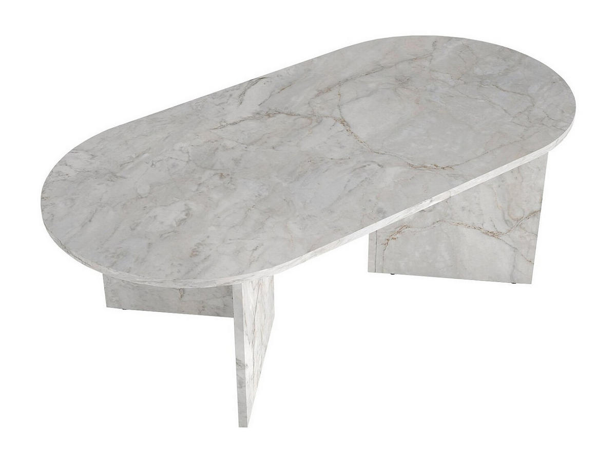 COUCHTISCH - Marmor-Optik Weiß - TOPANIA - Weiß, Holz (60/120/39.6cm) - Vente-Unique