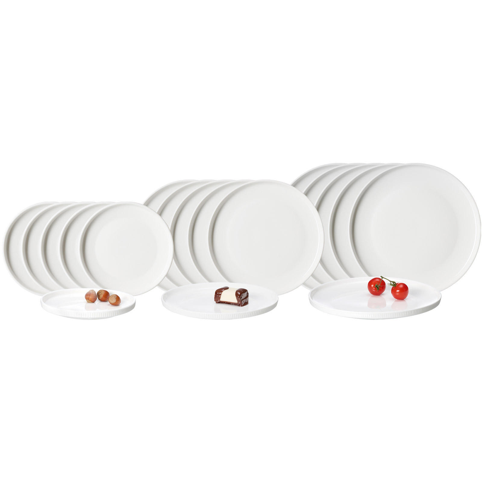 TELLER-SET Kelly weiß 18er Set - Weiß, Keramik (1/1/1cm) - Ritzenhoff Breker