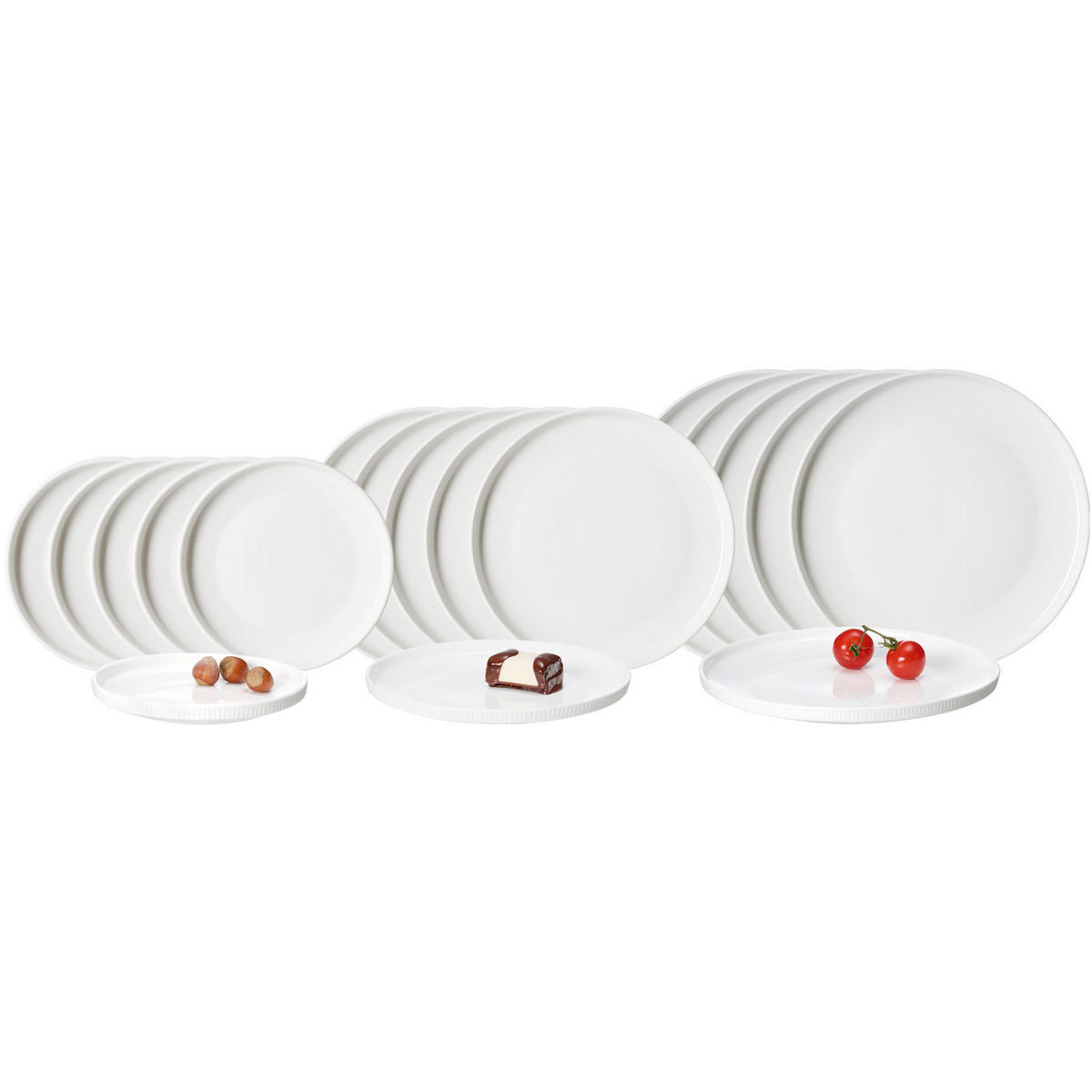 TELLER-SET Kelly weiß 18er Set - Weiß, Keramik (1/1/1cm) - Ritzenhoff Breker