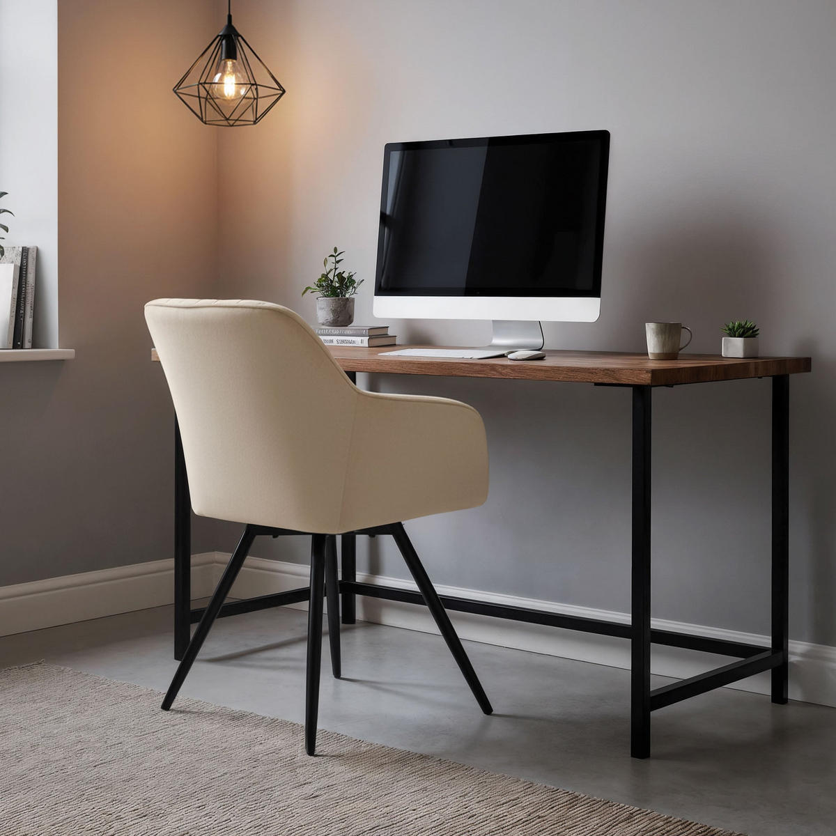 DREHSTUHL 4er-SET Beige, Schwarz 55/83/58 - Beige/Schwarz, Textil (55/83/58cm) - RAUMHIRSCH FURNITURE