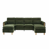 WOHNLANDSCHAFT U-Form modular mit 2 Stauraum-Hockern, DE-33935, Grün - Grün, Holzwerkstoff (261/86/77cm) - ComfortXL