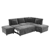 ECKSOFA mit Schlaffunktion Stauraumhocker USB/Type-C Chenille Grau - Grau, Textil (247.5/172cm) - EVRYAE