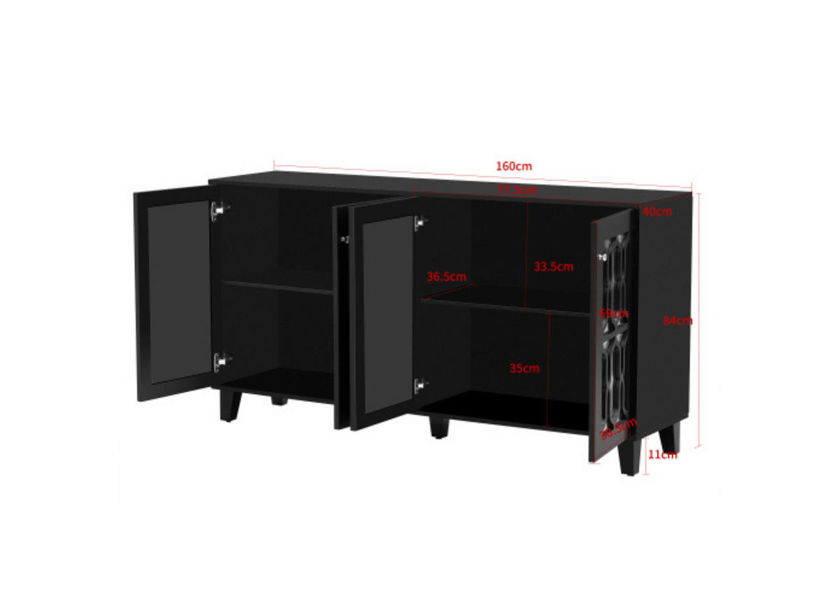 SIDEBOARD Black 160/40/84 cm - Schwarz, Holz (160/84/40cm) - Urban Meuble