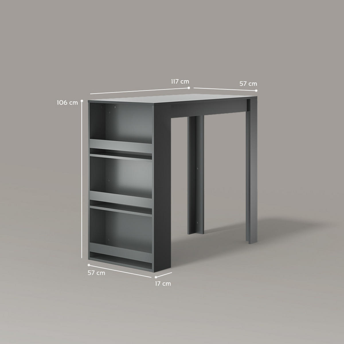 BARTISCH Regusa Anthrazit 57 x 117 cm - Anthrazit, Holzwerkstoff (117/57/106cm) - Livinity®