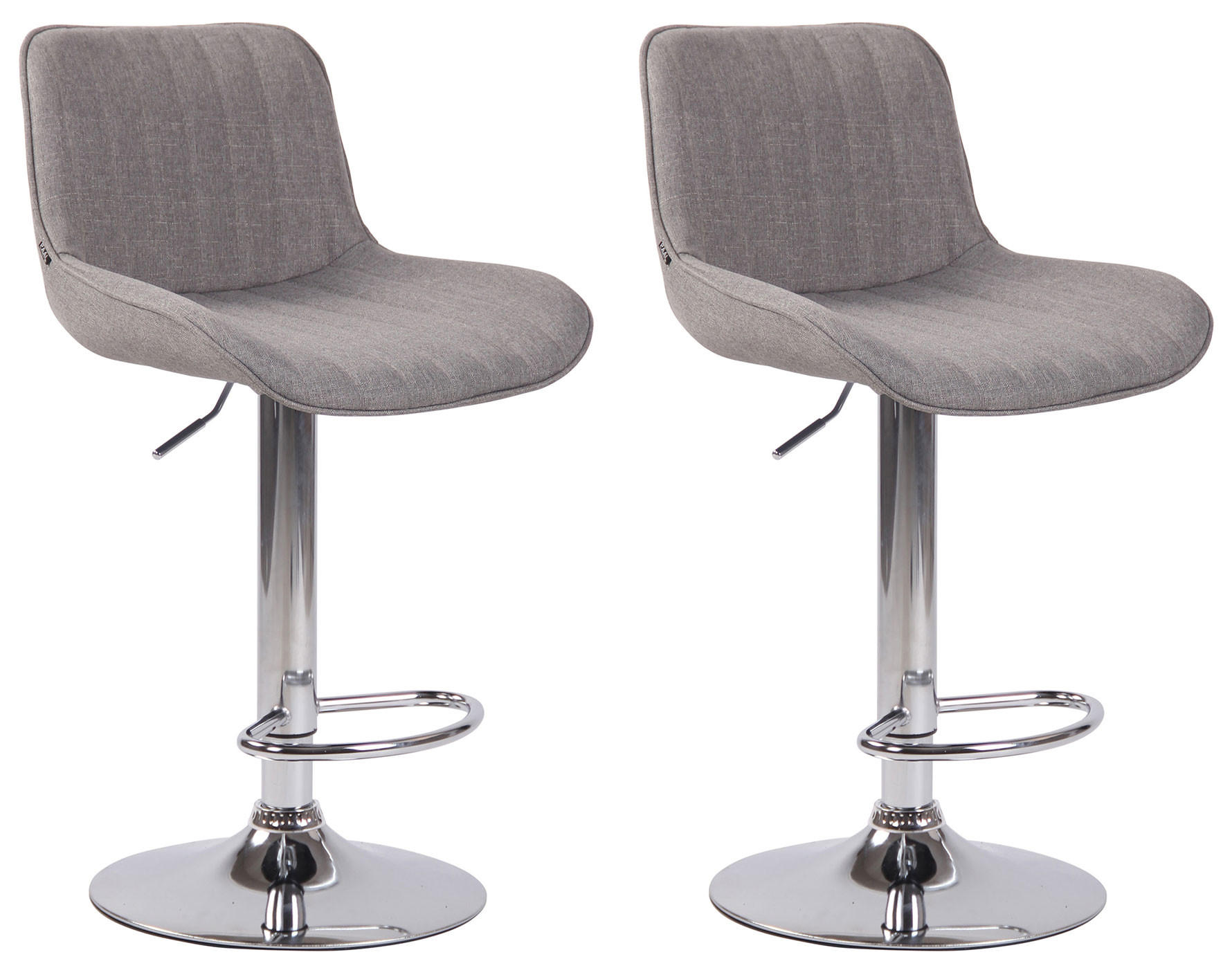 BARHOCKER 2er Set Stoff grau - Chromfarben/Grau, Textil/Metall (50/86/50cm) - CLP