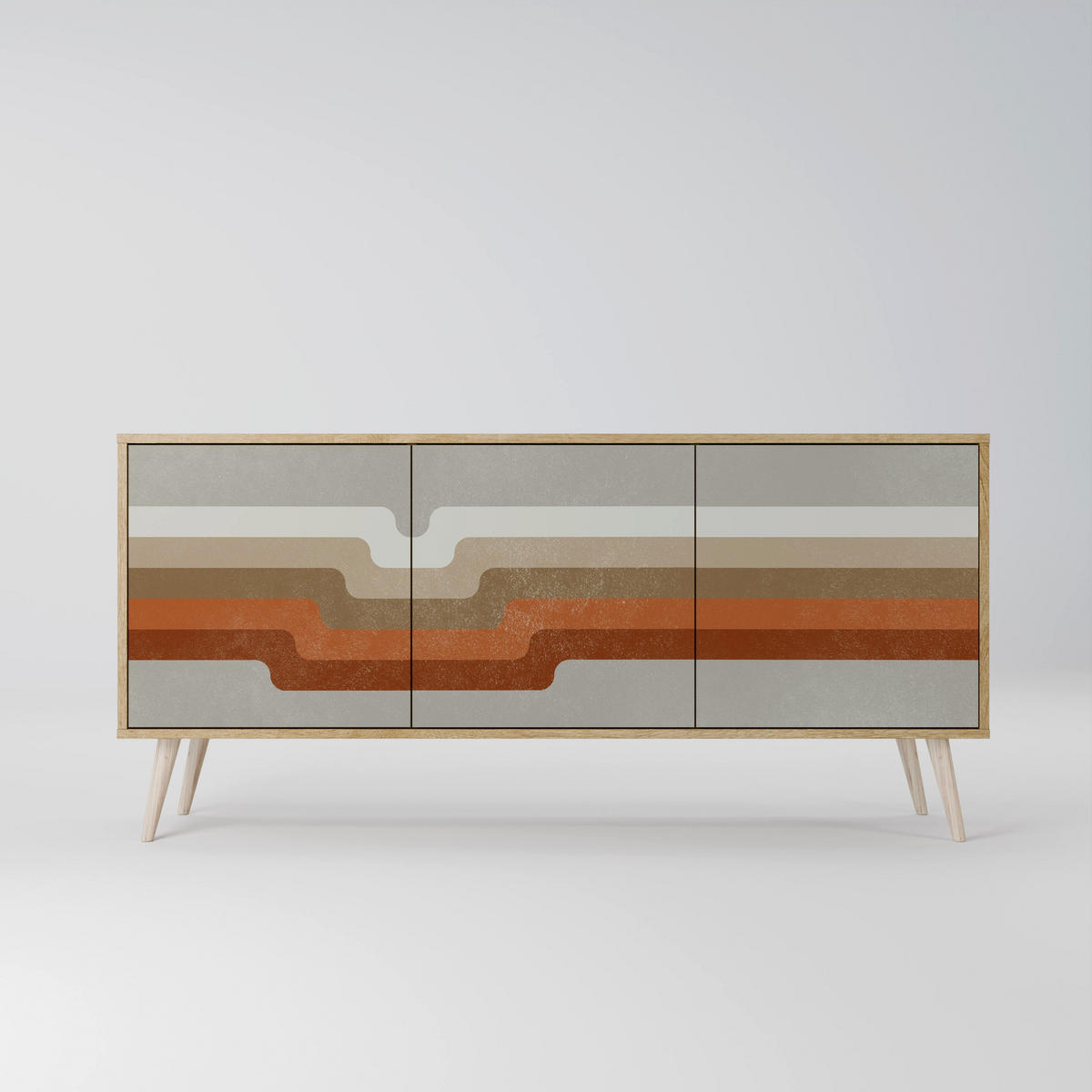 SIDEBOARD PECULIAR TRAIL, Eicheneffekt, 164,5x42x77,5 cm, 3 Türen - Eichefarben/Buchefarben, Holzwerkstoff/Buchenholz (164.5/77.5/42cm) - SpaceRebels