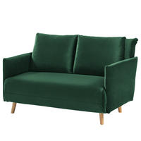 SCHLAFSOFA - Samt, Dunkelgrün - Dunkelgrün/Beige, Textil (132/82/91cm) - home24