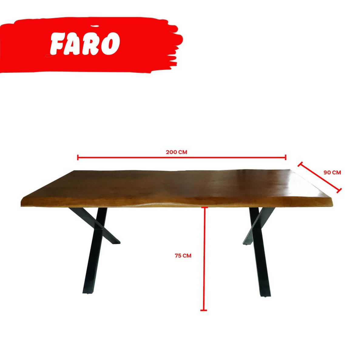 ESSTISCH FARO / 200X90CM - 10 PERSONEN - MANGOHOLZ MASSIV - Braun, Holz (200/90/75cm) - Weber Industries