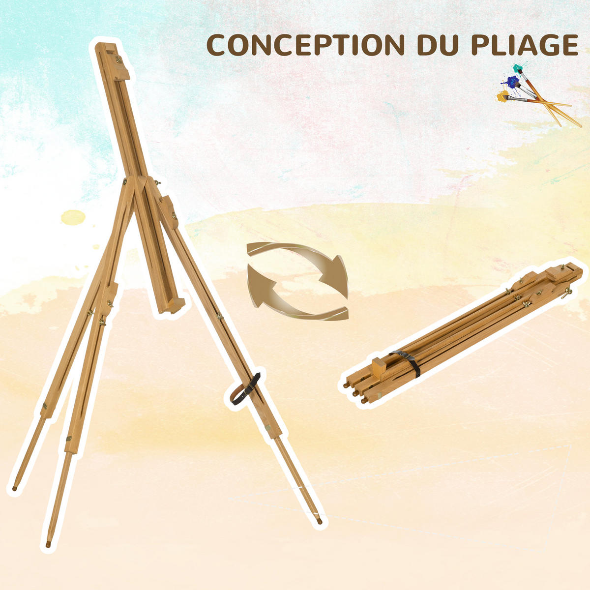 STAFFELEI DE-16675 klappbar, höhenverstellbar Naturholz - Naturfarben, Holzwerkstoff (84/183/93cm) - ComfortXL