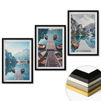 WANDBILDER 3er-Set - 40x60 cm Schwarzer Rahmen - Seebrücken, Boote, Frieden - Schwarz, Kunststoff (40/60cm) - ArtPrintCave
