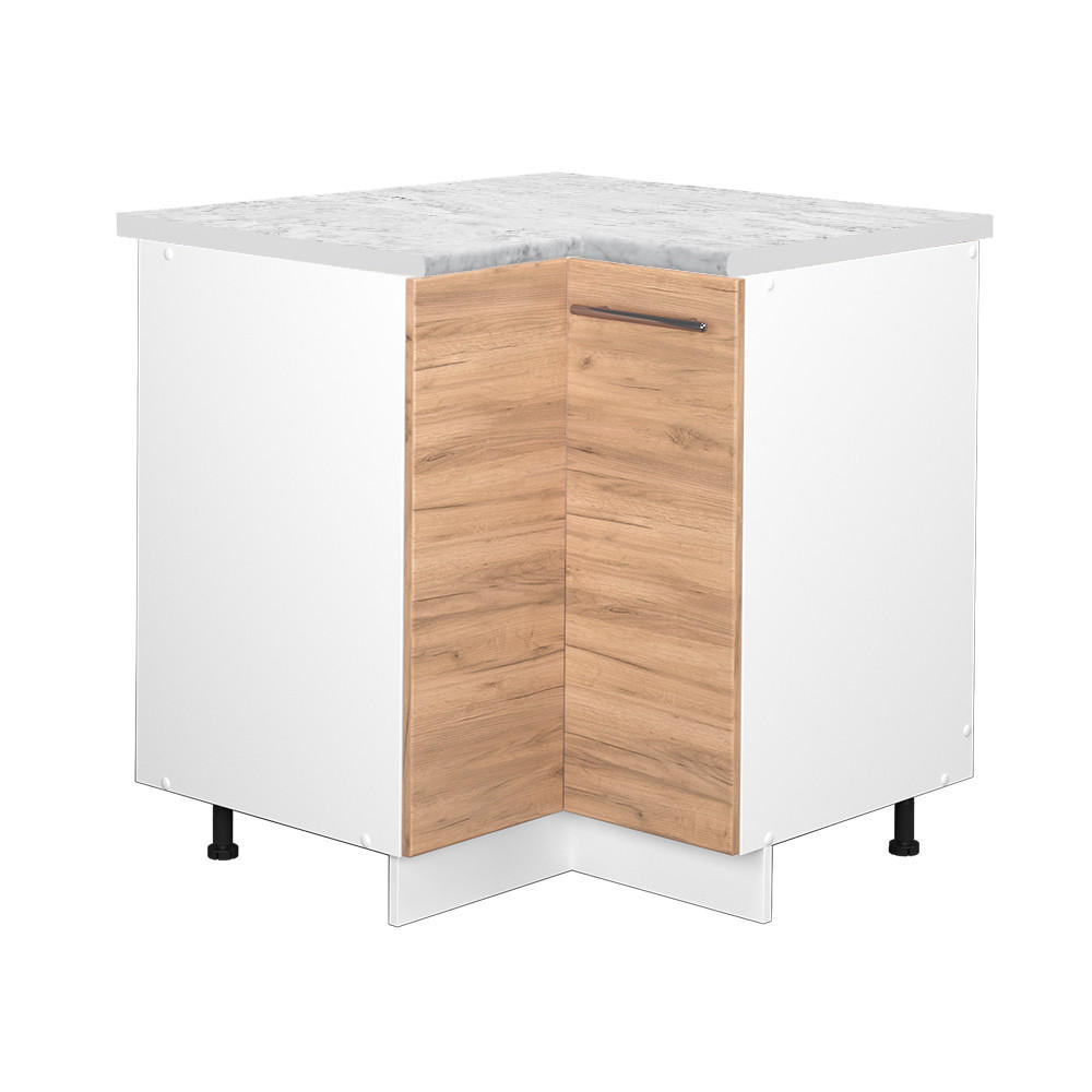 ECKUNTERSCHRANK Fame-Line Goldkraft Eiche 80.5 cm, AP Marmor - Honigeiche/Eiche Wotan, Holzwerkstoff (80.5/82/60cm) - Vicco