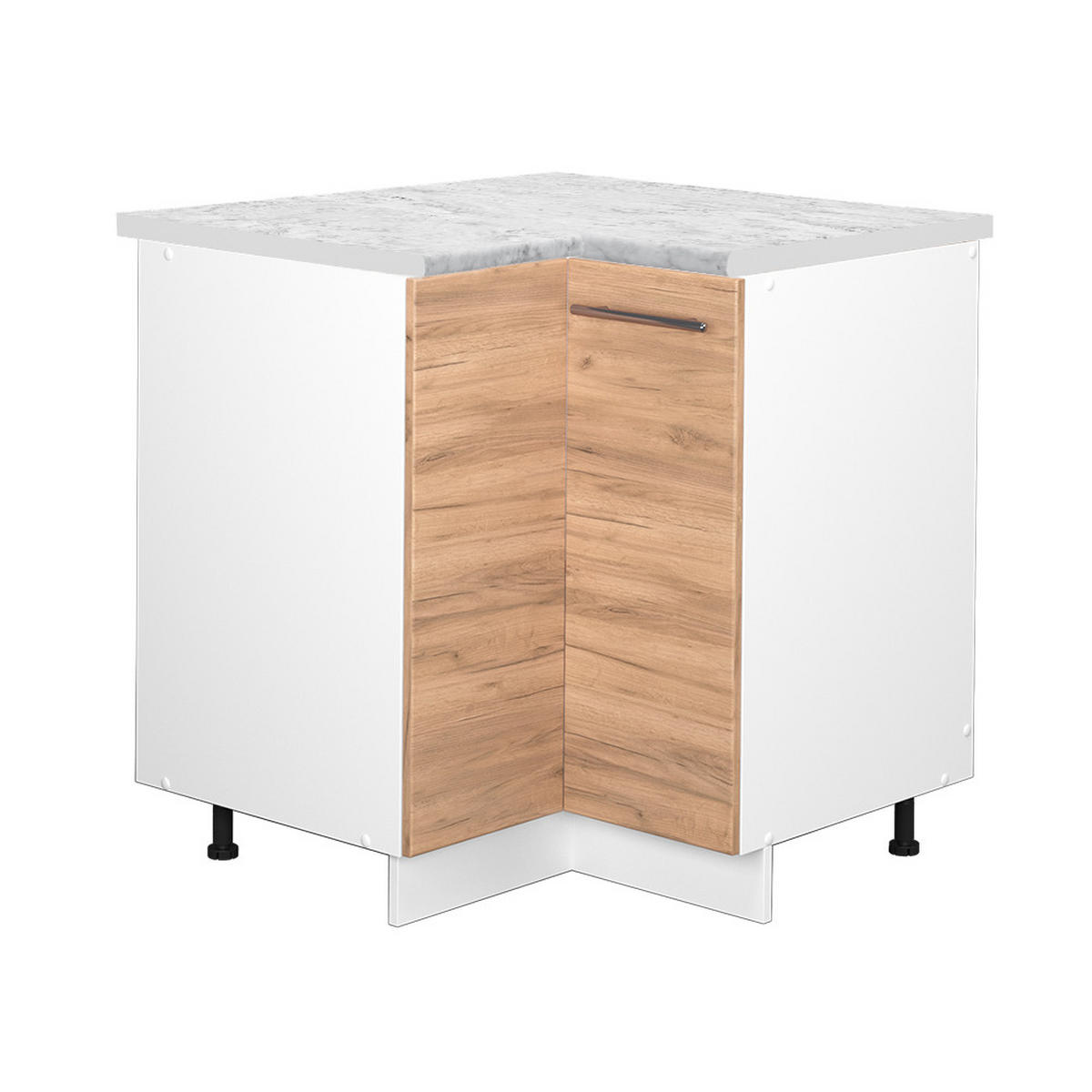 ECKUNTERSCHRANK Fame-Line Goldkraft Eiche 80.5 cm, AP Marmor - Honigeiche/Eiche Wotan, Holzwerkstoff (80.5/82/60cm) - Vicco