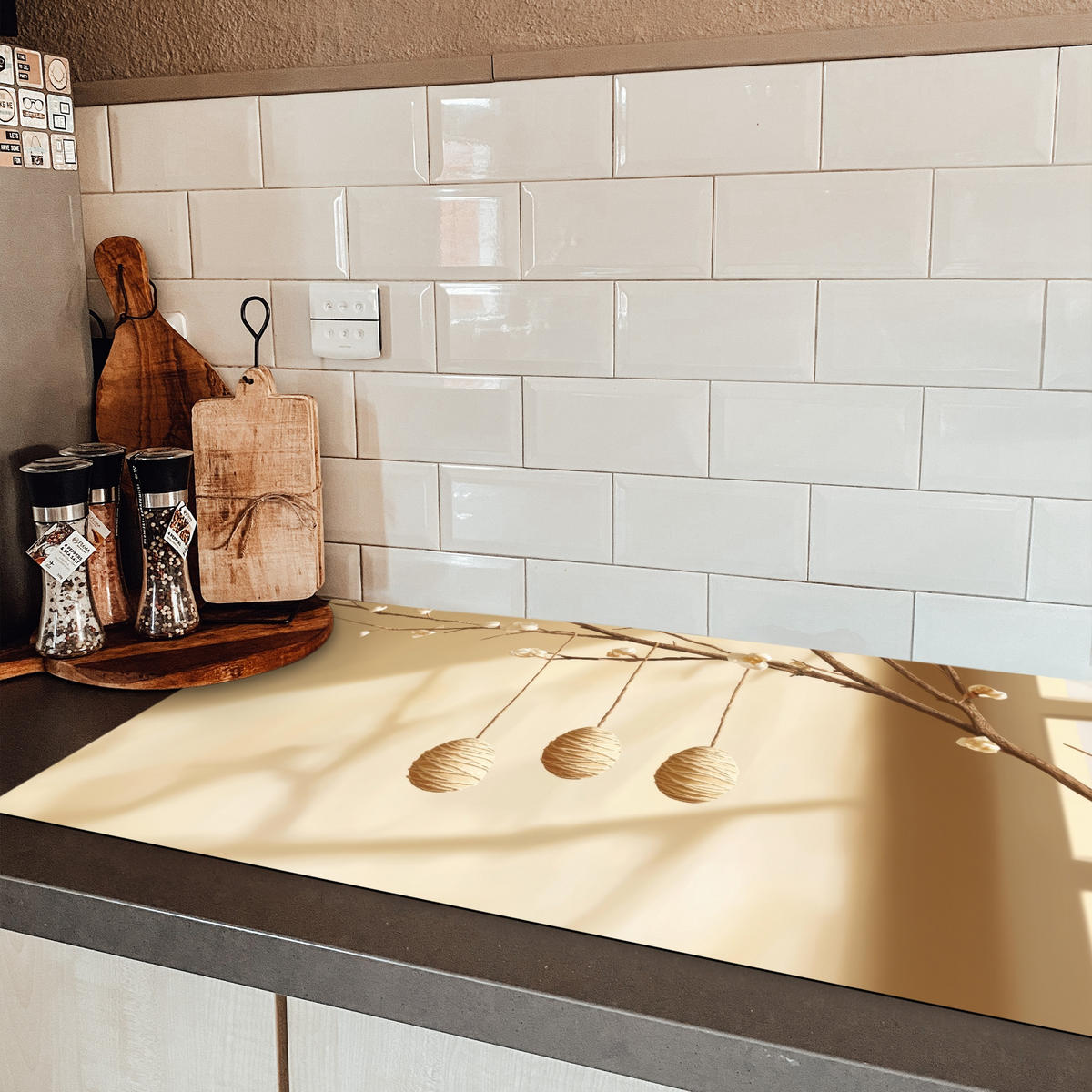 HERDABDECKPLATTE Beige - Osterkuchen - Eier Induktionsschutz 91.6x52.7 cm - Beige, Kunststoff (91.6/52.7/0.2cm) - MuchoWow