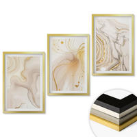 WANDBILDER 3er Set - 40x60 cm Goldrahmen - Subtile abstrakte Muster - Goldfarben, Kunststoff (40/60cm) - ArtPrintCave