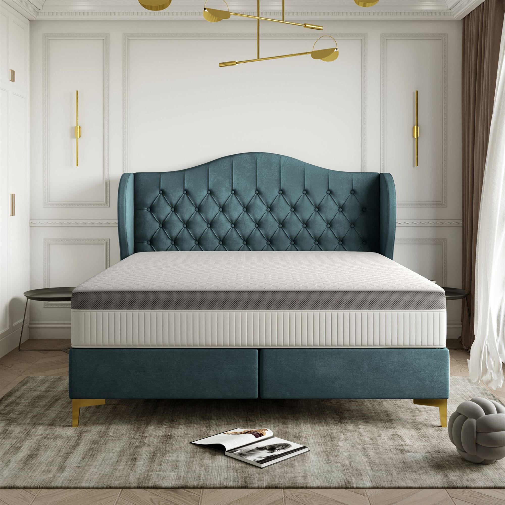 Thumbnail - Fun Möbel Polsterbett, Blaugrau, Textil, 140x200 cm, Schlafzimmer, Betten, Polsterbetten
