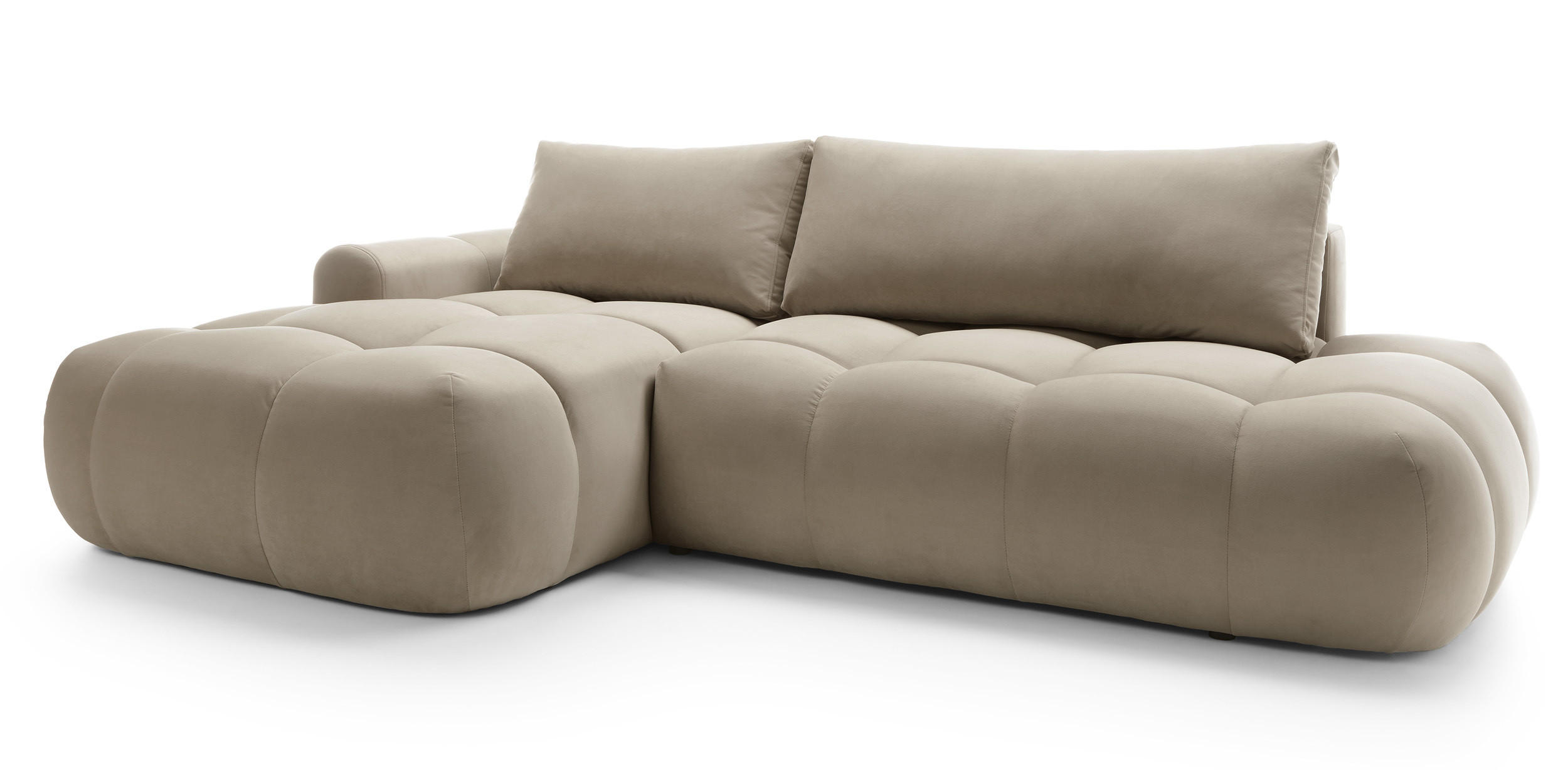 ECKSOFA Ombo Beige Velours 280 cm - Beige/Schwarz, Kunststoff/Textil (284/167cm) - Selsey