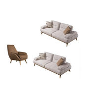 SITZGARNITUR Smooth Creme Stellvariante:2+2+1 - Creme, Holz (200/82/100cm) - Villa Möbel