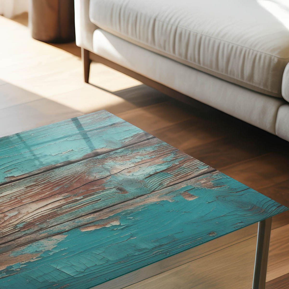 TISCHPLATTE 100x60 cm – Türkisholz - Türkis, Glas (0.4/100/60cm) - Wallfluent