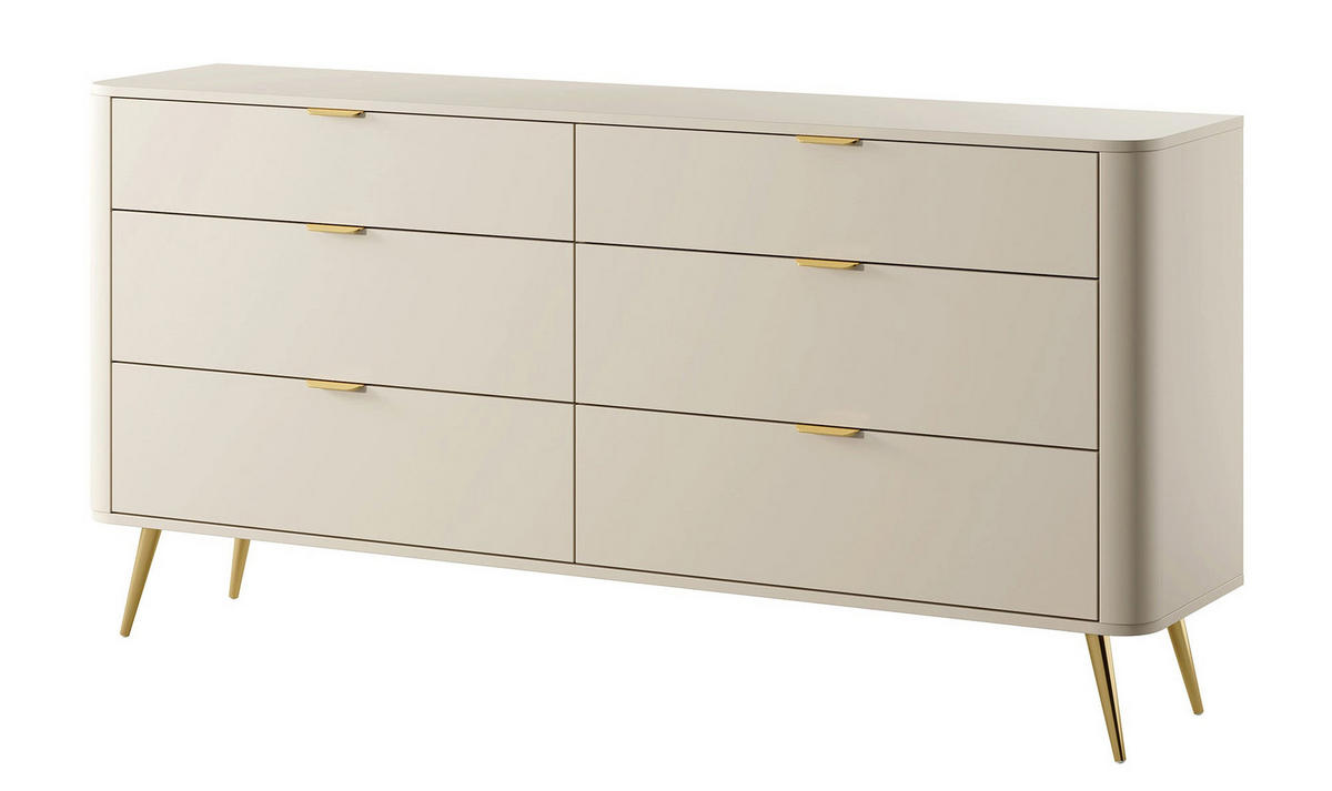 KOMODA Oval béžová 172 cm - zlatá/béžová, kov/kompozitní dřevo (172/84/38cm) - Selsey