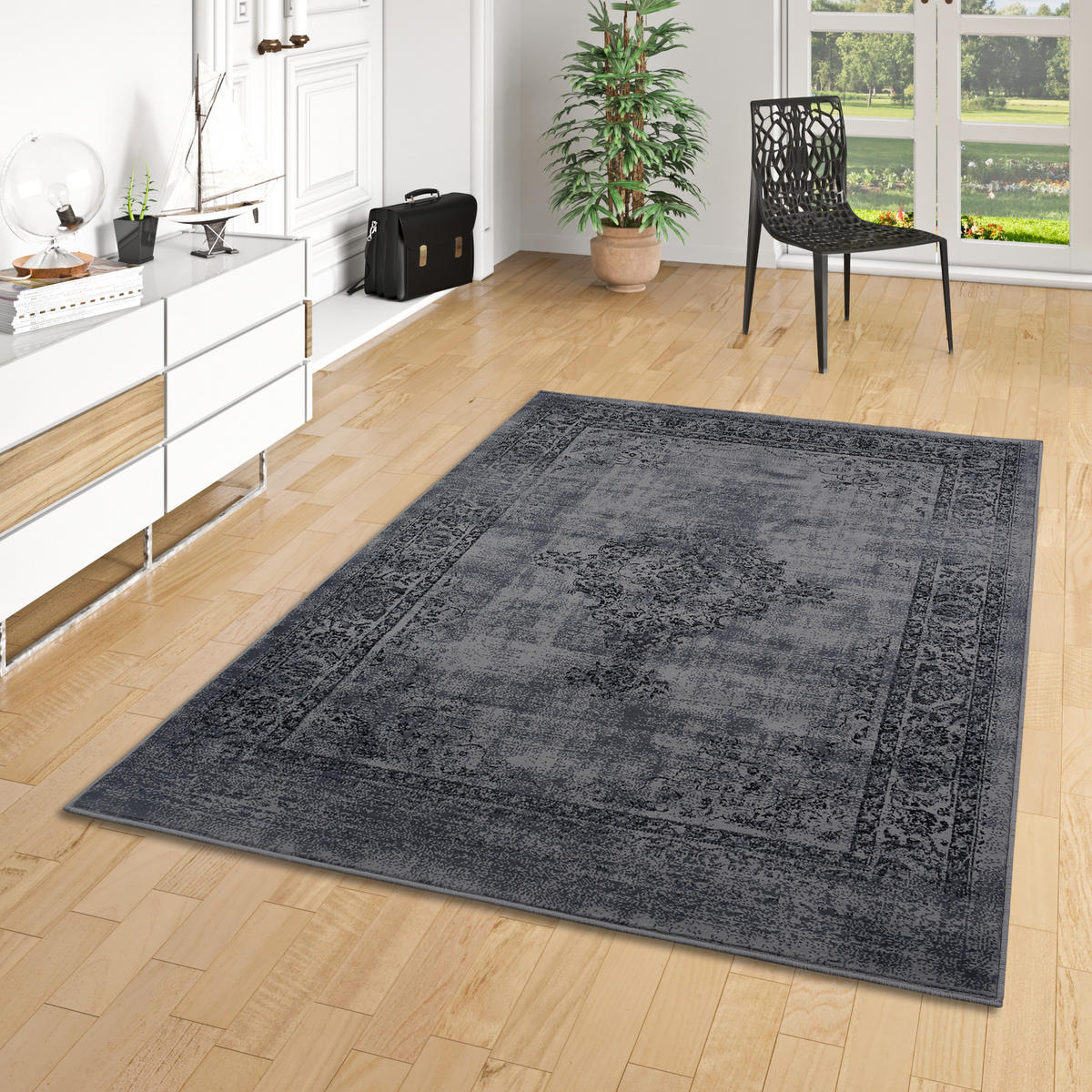 DESIGNER KURZFLOR TEPPICH MODERNE MUSTER - Grau, Textil (80/150cm) - Pergamon