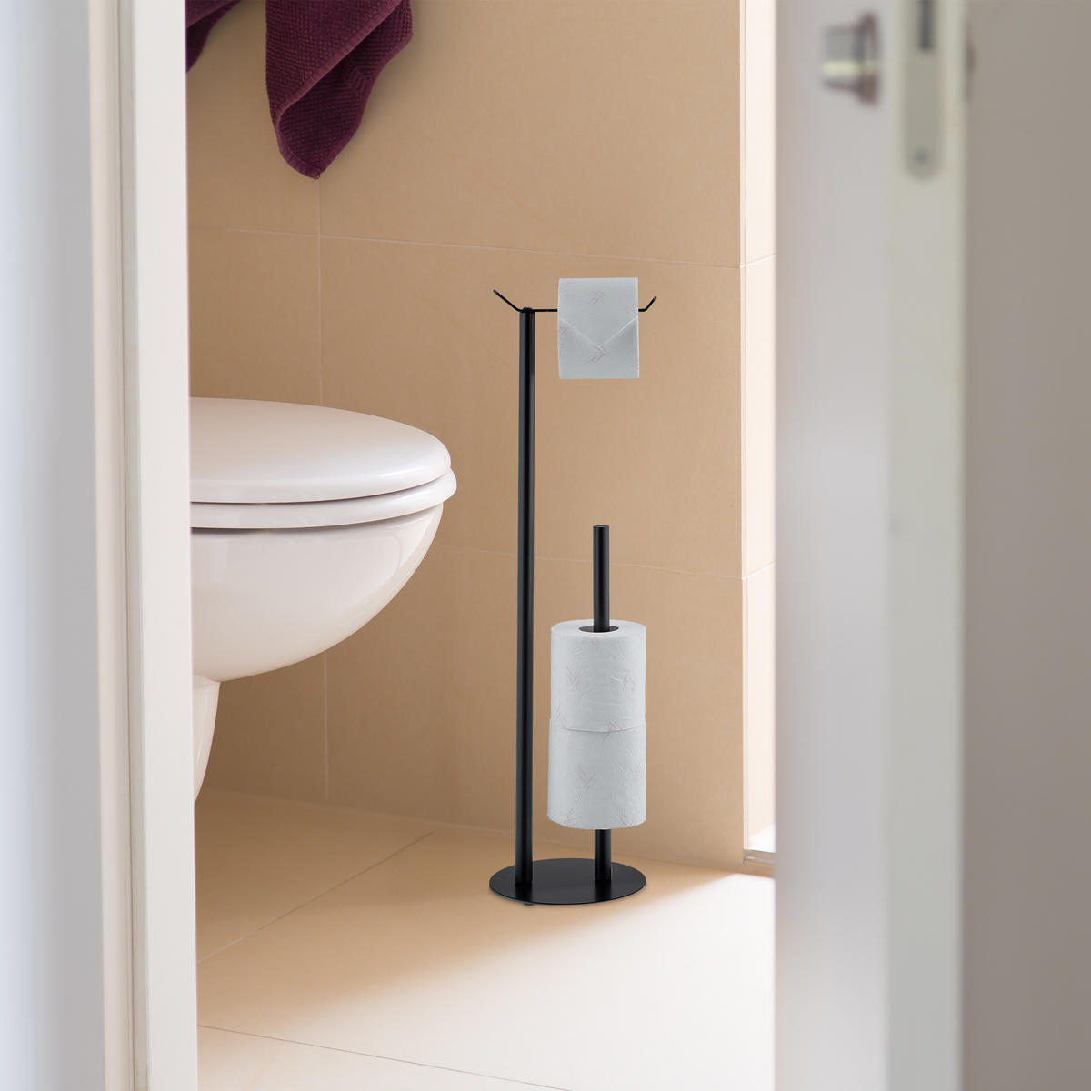 TOILETTENPAPIERHALTER - Schwarz, Metall (20/62/17.5cm) - Relaxdays