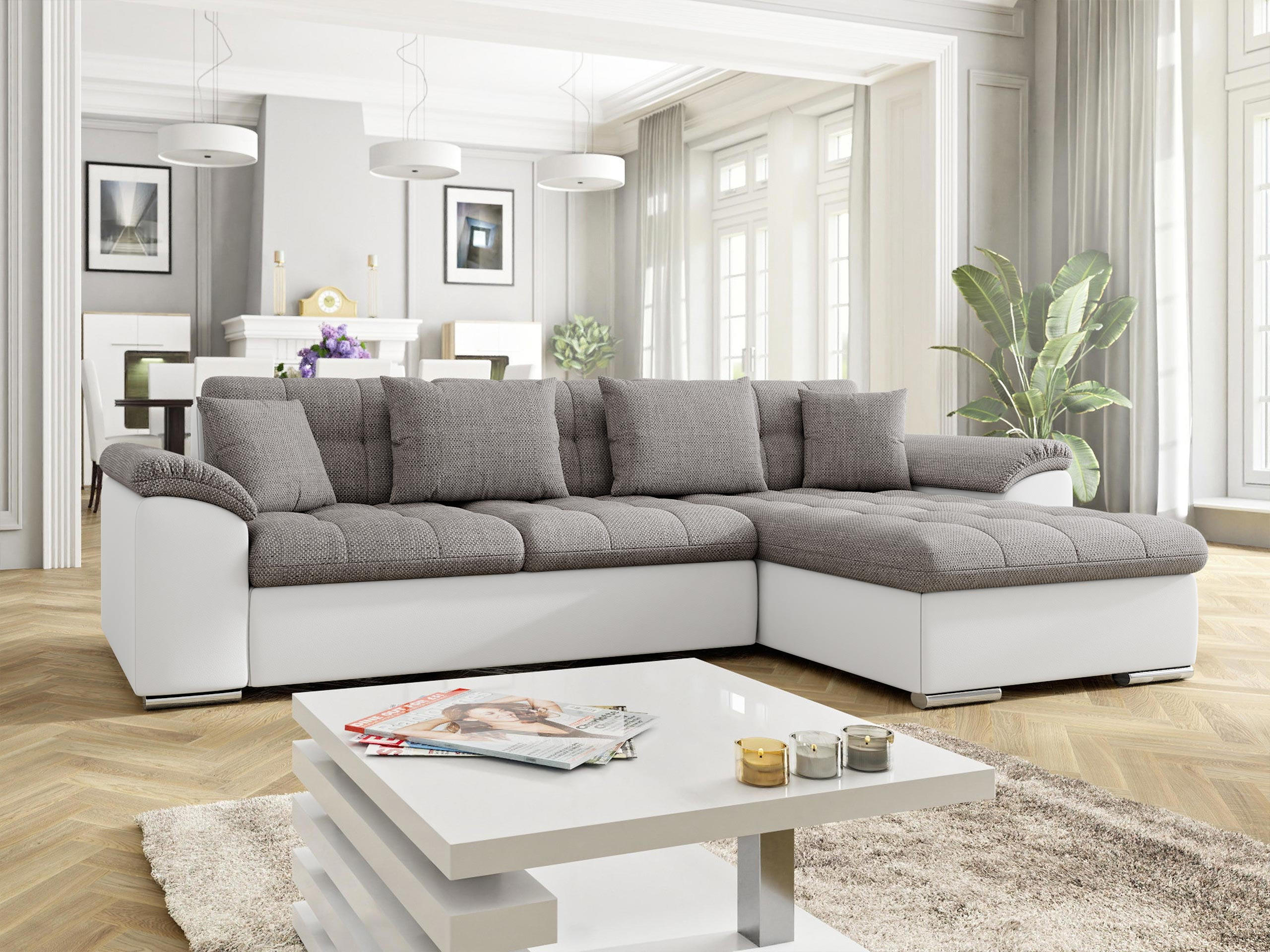 ECKSOFA Diana, Seite: Rechts - Weiß, Holz/Textil (280/160cm) - MIRJAN24