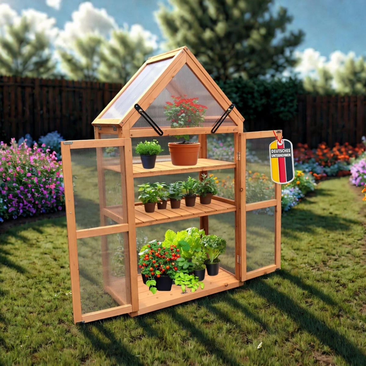 GEWÄCHSHAUS JAN Holz Farbe Braun 65/40/120 cm - Naturfarben, Holz (40/120/65cm) - Coemo