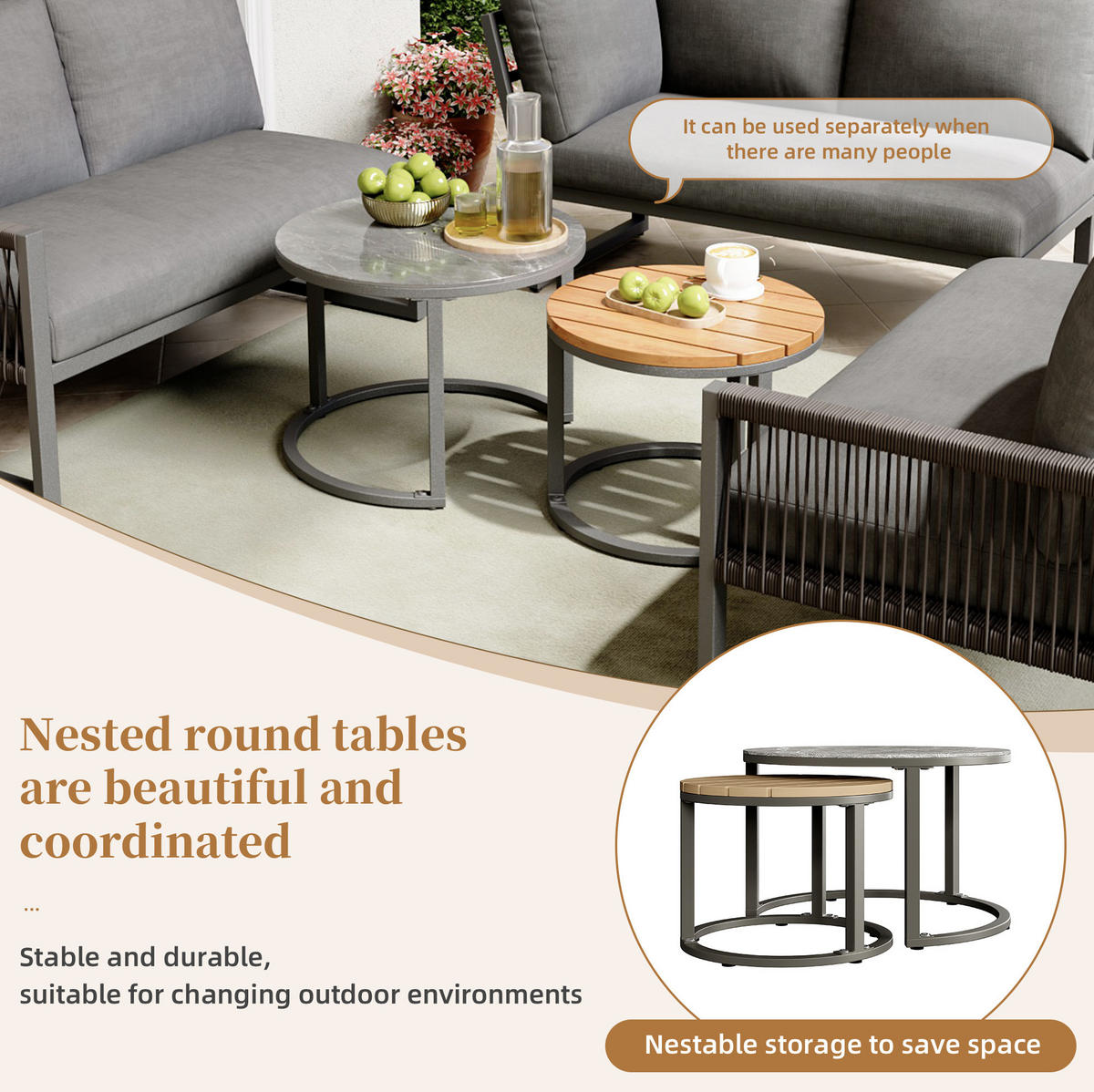 LOUNGE-SET Ecksofa 123 x 68 x 86 cm Metall Grau 4-tlg. - Grau, Metall - Beauniv